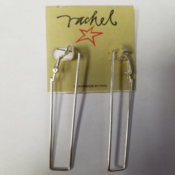 ✅#1026S Rachel NYC RARE Elegant Gorgeous Silver Bar Earrings & Wire Necklace - Picture 11 of 15